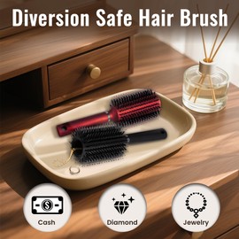 Diversion Safe Hair Brush Secret Safe Can, Hidden Storage for Money, Jewelry, Valuables, Secret Storage Box with Large Hidden Compartment for Travel or Home Use - Black