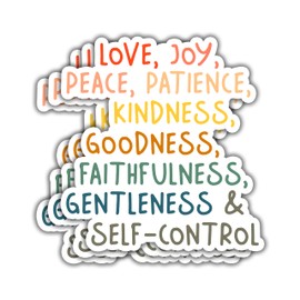 (3pcs) Love Joy Peace Patience Kindness Goodness Faithfulness Gentleness and Self-Control Sticker for Water Bottles Laptops Phones Kindle Jesus Christian Inspirational Quote Vinyl Decals-2.8x3