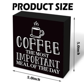 Funny Coffee Decor, Decoration for Coffee Lover Farmhouse Coffees Sign Plaque, Home Cafe Decor, Coffees The Most Important Meal of the Day Sign 5.7x5.7 inches