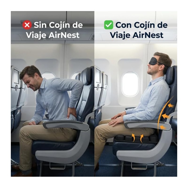 Airnest Cojin para Avion SWZEC CQD Negro Portatil para Lumbar