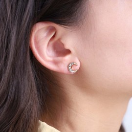 Inilbran Boho Crystal Moon Earrings Vintage Crescent Moon Stud Earrings Silver CZ Moon Earrings Minimalist Half Moon Rhinestone Earrings Jewelry for Women and Girls