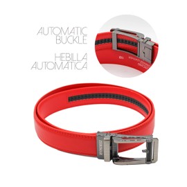 Zerimar Men's Belt | Leather Belt from Piel Vacuno | 30 mm Wide | Automatic Trinquette Buckle | Handmade | Adjustable, red