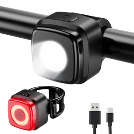 OnMeto Fahrradlicht Set,IPX5 Wasserdicht Frontfahrrad Lampe Rücklicht Fahrrad licht Set,USB Typ-C Wiederaufladbares Fahrradleuchten Set für Fahrrad