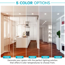 LUXRITE 16-Pack 4 Inch Square LED Recessed Can Lights, 14W=75W, 5 Color Options 2700K-5000K, 950 Lumens, Dimmable LED Retrofit Kit, Wet Rated, IC Rated, ETL Listed, Baffle Trim