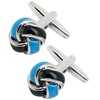 Jonwo Black and Blue Twist Knot Men Cuff Links for