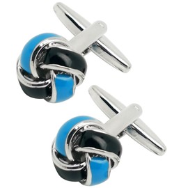 Jonwo Black and Blue Twist Knot Men Cuff Links for French Shirt Accessory