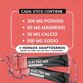Electrolitos Hongos Adaptogenos Polvo Nootropico Energetizante Hidratación Baja Calorías Rehidratación Sticks Pre Entreno Workout Hidratante Sandia