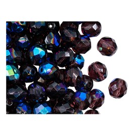 Pack of 100 Czech Faceted Glass Beads Fire-Polished Round 8 mm Amethyst AB