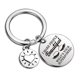 ASANHAO Beautician Keychain for Makeup Artists - Engraved Stainless Steel Jewelry Gift, Perfect for Eye Lash Artists & Sister, Holiday Special