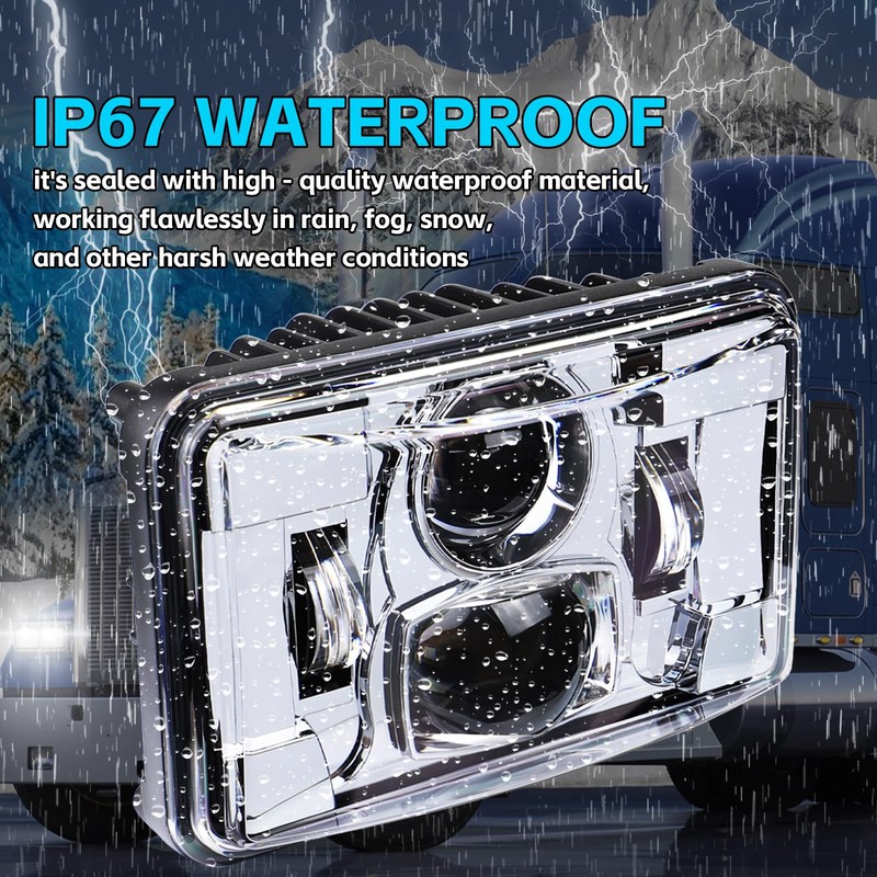 4x6 Inch LED Headlights Rectangular Light DOT Approved High/Low Beam