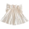 Summer Girls’ Cotton-Linen Princess Dress with Lace Trim and Flutter