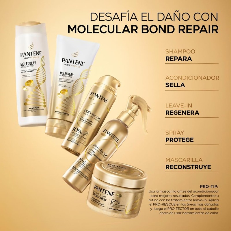 Pantene Mascarilla Intensiva Reconstrucción Molecular, Cabello Muy Dañado Y Débil