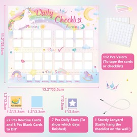 WERNNSAI Unicorn Routine Chart for Kids - Daily Visual Schedule for Reward Chart Chore Chart Behavior Chart Responsibility Chart for Boys Girls Fridge Home School Supplies