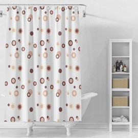 TIKABC Shower Curtain Liner, 4G PEVA Coffee Circle Shower Liner, Plastic Waterproof Shower Curtains, 72x72 inch with Grommet Holes 3 Magnetic Weights