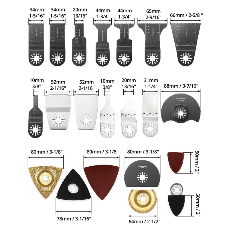 QWORK® 100 Pieces Multitool Saw Blades, Multifunctional Tool Accessories Oscillating