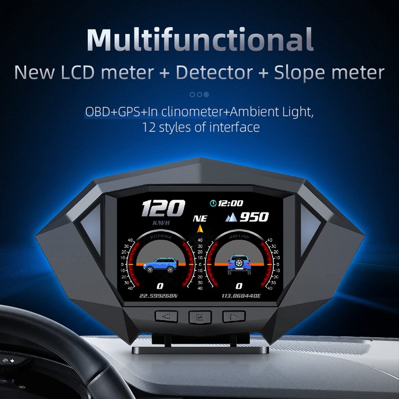 Smart Car Inclinometer Level Tilt Meter Digital Head Up Display