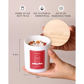 AOOVOO Cinnamon Scented Candles for Women - Aromatherapy Candle with Crystals Inside, 10oz Soy Candles for Home Scented, Birthday Gifts Candle for Women Mom