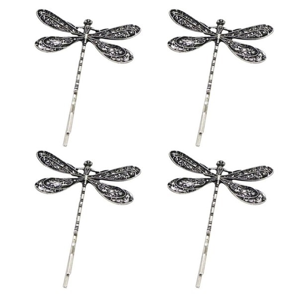 LALOCAPEYO 4 Pcs Of Antique Silver Retro One Line Dragonfly