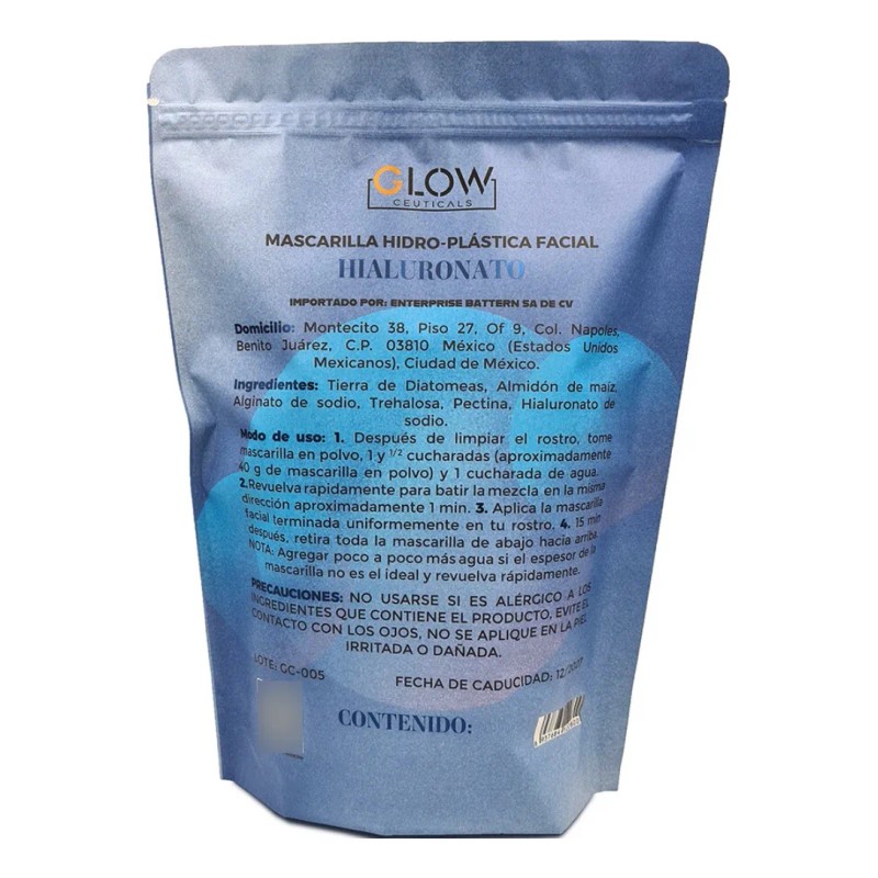 Mascarilla Hidroplásticas Faciales Jelly Mask Gmask 500g