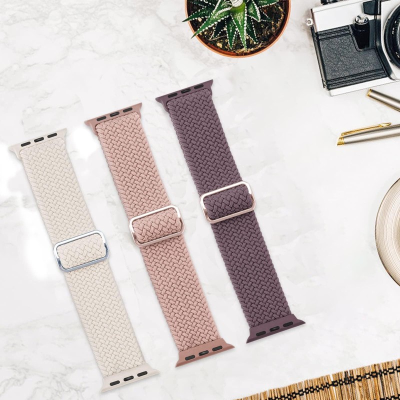 3 Pack Soft Elastic Braided Nylon Strap, Adjustable Replacement Wristbands