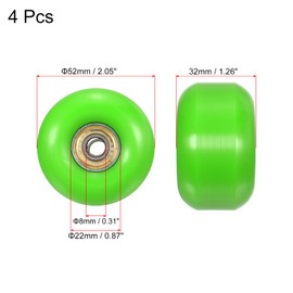 PATIKIL 52mm Skateboard Wheels with Bearings, 4 Pack Street Wheels for Skateboards Cruiser Wheel Replacement 95A, Green Golden