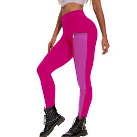 DAOAO Hot Pink Leggings for Women Faux Leather Pant Motorcycle Punk Pleather Clothes Elastic Mid Waisted Stretchy 4XL
