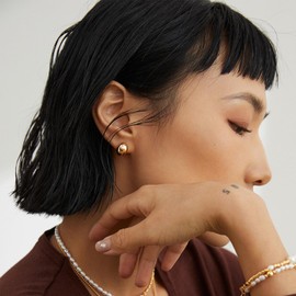 AZUREMEN 14K Gold Studs Earrings for Women Drop Earrings Teardrop Peas Statement Unique Chunky Hoop Earrings Lightweight Christmas Gifts for Women