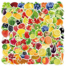 AUCEKO Pack of 100 Fruit Stickers Pack Vegetable Sticker Set Waterproof Vinyl Stickers for Laptop Children Cars Motorcycle Bicycle Skateboard Luggage Suitcase Computer Sticker Graffiti Decal