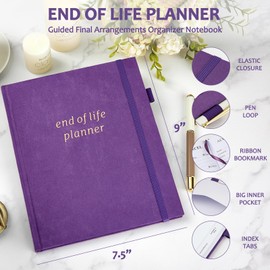 End of Life Planner, Guided Estate Planning Organizer with Tabs, Last Wish, Will Preparation, Funeral Planning, Final Arrangements Notebook for Beneficiary, in Case of Death Organizer 7.5"X9”-Purple