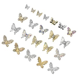 Beavorty 22pcs Butterfly Nail Charms Metal Nail Art Gems for Elegant Manicure Decorations