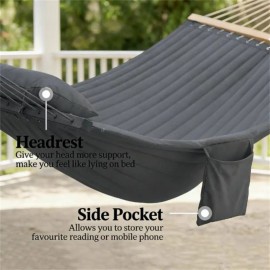 Double Outdoor Hammock Swing for Relaxing in the Suncolor: Gray Color