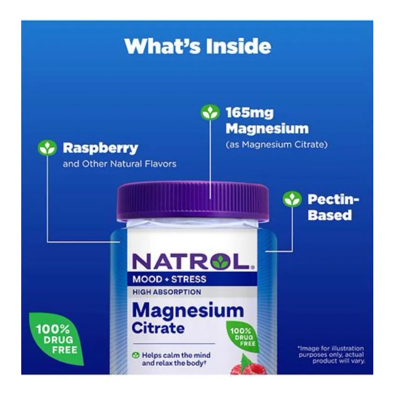 Natrol Mood Stress Citrato de Magnesio 330mg, Suplemento diettico para