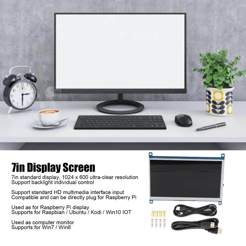 7in Display Screen Backlight Monitor for Raspberry Pi DriveFree Computer