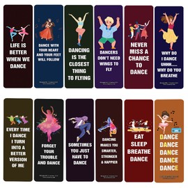 Creanoso Life is Like a Dance Quotes and Saying Bookmarks (10-Sets x 6 Cards) – Daily Inspirational Card Set – Interesting Book Page Clippers – Great Gifts for Adults and Professionals