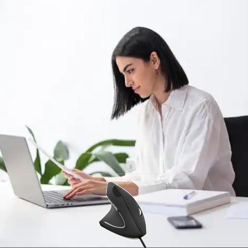 Ergonomic Mouse Left Hand,Vertical USB Wired Mouse Left-Handed Mice,3 Adjustable