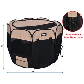 WINiPET 2-Door Folding Soft Pet Playpen (2 Year Warranty), Plus Carrying Bag and Food Grade Silicone Bowl, 10-Size and 12-Color Portable Dog Cat Playpen, Exercise Pen, Indoor & Outdoor Pet Home