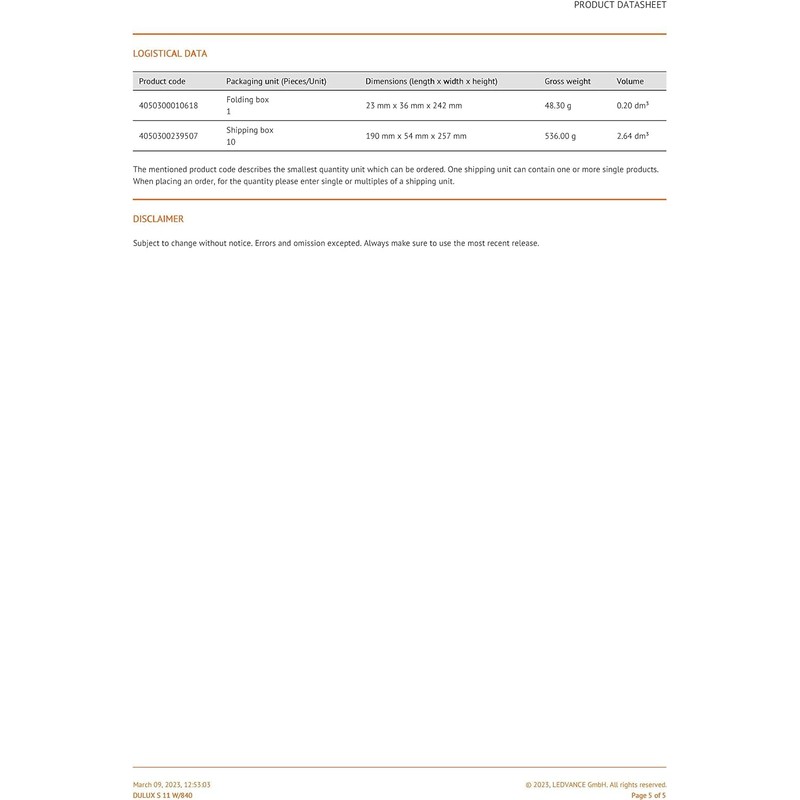 10 x Osram Dulux S 11W / 840 G23
