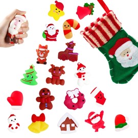 18pcs Christmas Mochi Squishy Toys,Mini Christmas Mochies Squishies Soft Fidget Toy for Kids,Kawaii Christmas Squeeze Toys Include Santa Elk Snowman for Christmas Party Bags Fillers Favors Gifts