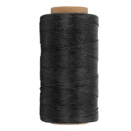 PATIKIL - Hilo encerado plano de 284 yardas, 150D, 1 mm, cordón de coser de piel, para reparar zapatos, bolsos, carteras, hacer joyas, manualidades, manualidades, color negro