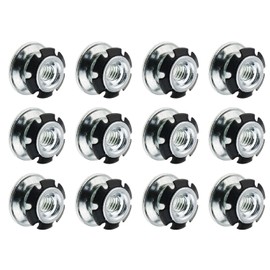 SQXBK 12PCS Threaded Pipe Inserts Round Pipe Inserts Black M8 Hardware Plum Blossom Shrapnel for Furniture Fittings and Sports and Medical Equipment Frames