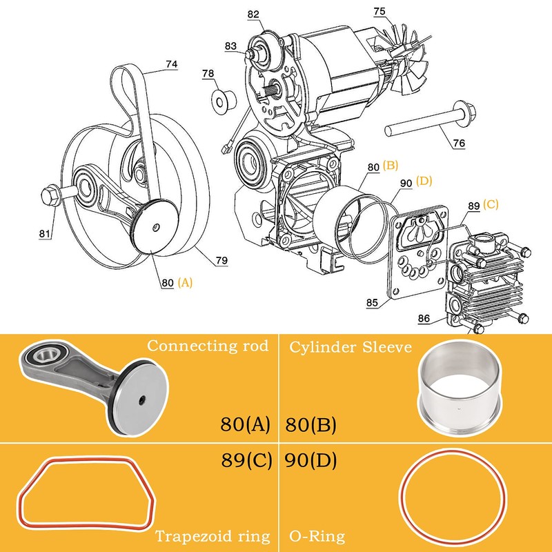 N038785 Air Compressor Piston Rod Assembly Fits 2-7/8" Cylinder Bore