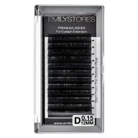 Eyelash Extensions 0.15mm Thickness D Curl Length 12mm Silk Mink Fake Eye Lashes In One Tray                                                          