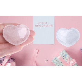 MAIBAOTA MAIBAOTA 1.8" Clear Quartz Healing Crystal Stones Big Heart Love Crystal Palm Stone Reiki Crystal Gemstone Valentines Day Gifts for Her Worry Stones for Anxiety Relieve