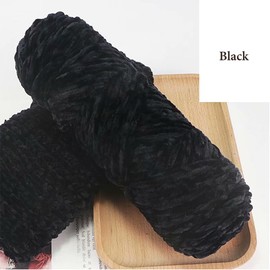 Yarn Velvet Knitting Yarn Soft Crochet Ball Craft Multi Colors, Ideal for Beginners, Kids Crafts (Black)
