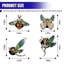 UHANBUT 4PCS Car Bling Bee Butterfly Angel Dragonfly Dashboard Air Vent Trim Clips, Sparkly Rhinestone Car Air Freshener Diffuser Clip, Cute Auto Interior Vents Accessories for Women (Green)