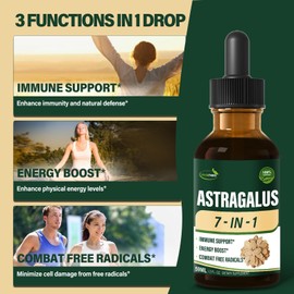 Verdeherb Astragalus Herbal Supplement, Unlock Your Health Potential with Our 7-in-1Formula, Non-GMO, Vegan, Alcohol-Free Drops, Engineered for Immune Support and Energy Uplift, 2 oz