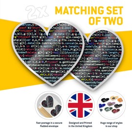 2 x Heart Stickers 7.5 cm - Javascript Code Hacking Programmer Fun Decals for Laptops,Tablets,Luggage,Scrap Booking,Fridges, 16333