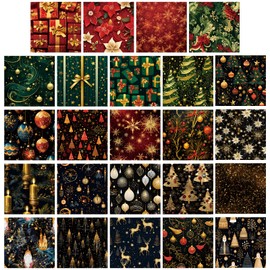 48 Sheets Christmas Pattern Paper 24 Designs Xmas Themed Card Stock Pad 6”X 6”Festival Decorative Craft Paper Scrapbook Specialty Paper Scrapbooking Supplies Kit Pack for DIY Card Making Scrapbook