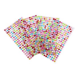 jojofuny 4 Sheets Sparkling Round Rhinestones Nail Jewelry Decals of Stickers for DIY Nail Art Phone and Album Decoration Durable and Safe