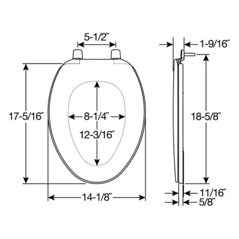 Bemis Economy Plastic Toilet Seat, Elongated, White, 170 000